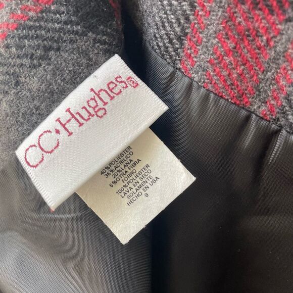 NWT CC Hughes Wool Blend Plaid Red Grey Pencil Skirt 8 - Picture 5 of 6